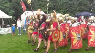 Roman Reenactment at the Amphitheatre in Caerleon Marching In [upl. by Nrevel]