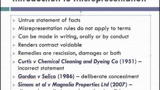 Misrepresentation Lecture 1 of 4 [upl. by Caneghem828]